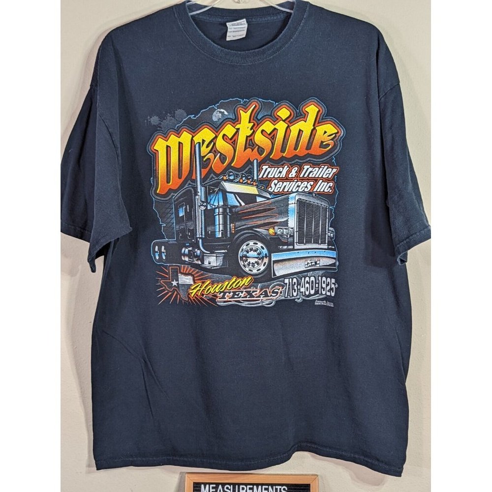 Big Rig Semi Westside Houston H-Town Black Graphic T-shirt 2X Skull Ghost Wolf